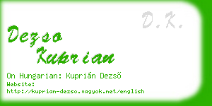 dezso kuprian business card